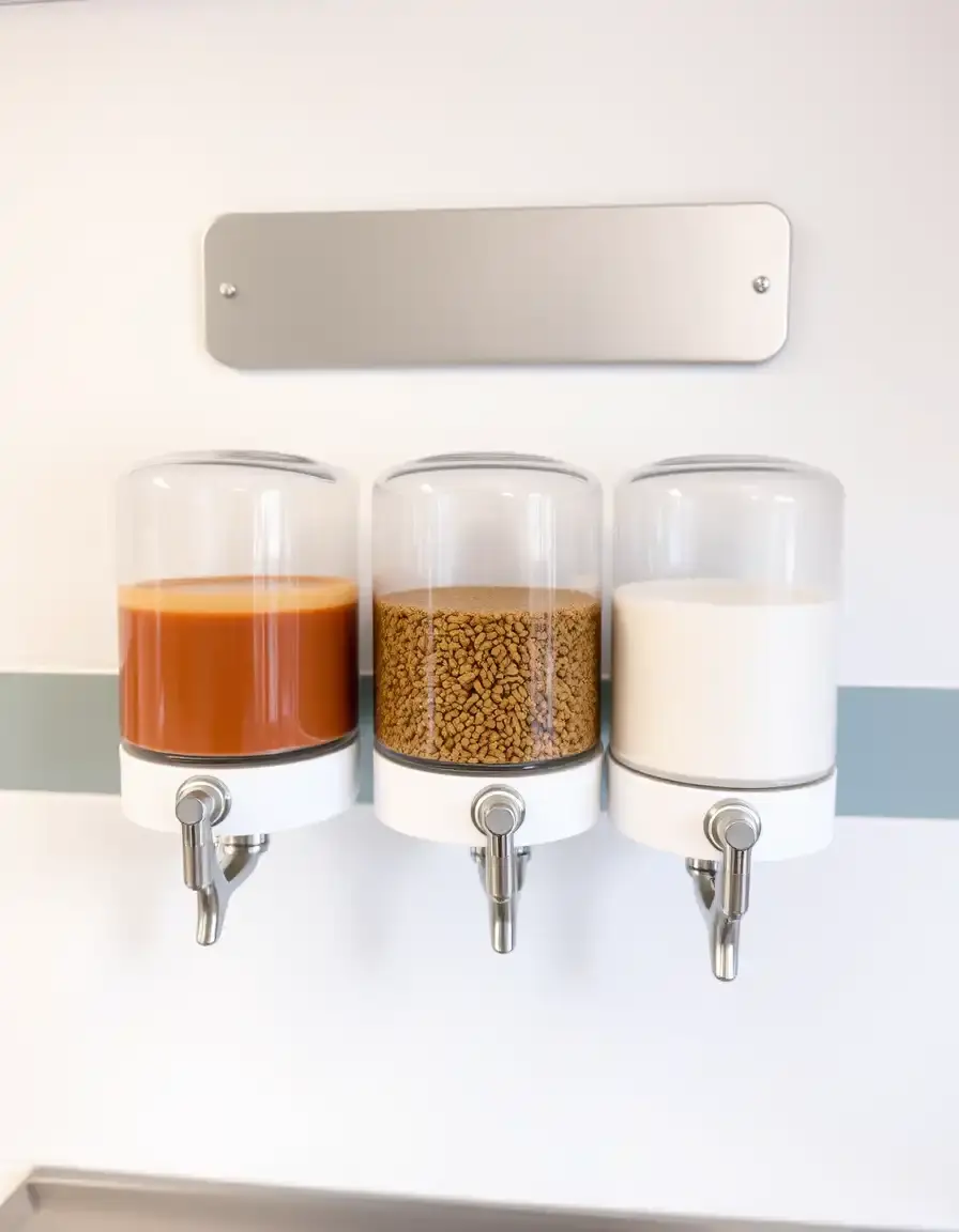 Wandmontierte Zutaten-Dispenser für Mehl und Zucker