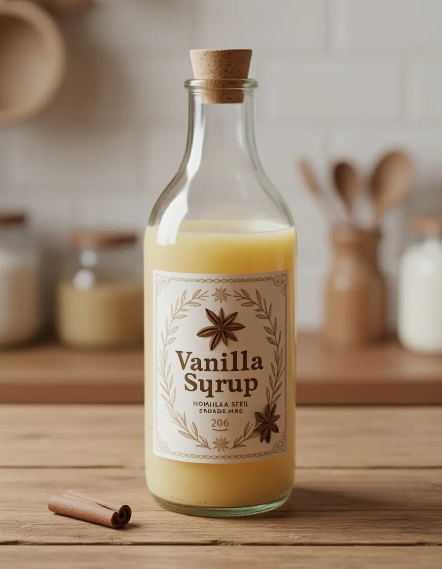 Flasche für hausgemachten Vanillesirup zum Tränken von Kuchen