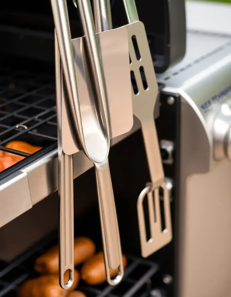 Edelstahl Grillbesteck Set mit langen Griffen