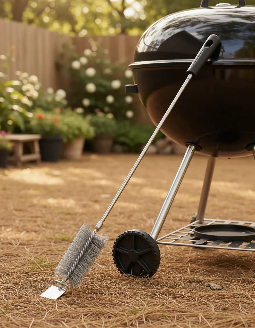 Grillbürste mit Schaber zur Reinigung des Rosts