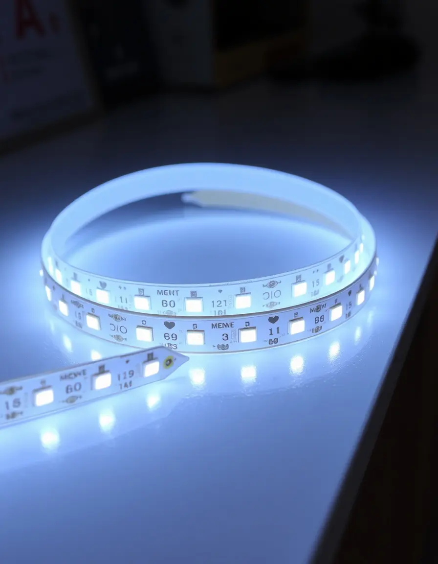 Flexible LED Strip Lights mit Kleberückseite beleuchten eine Arbeitsplatte