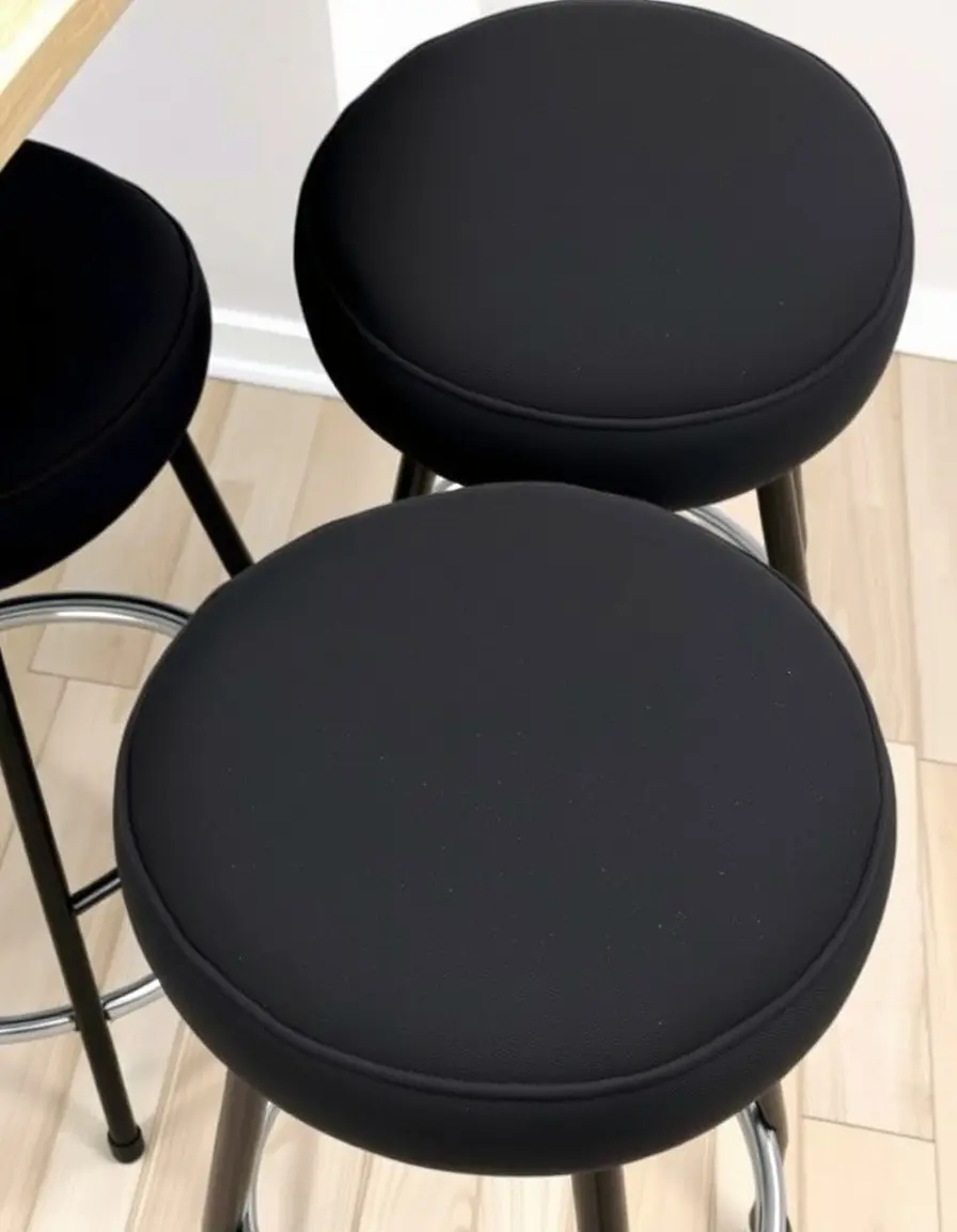 Schwarze runde Barhocker-Sitzkissen aus gepolstertem Stoff