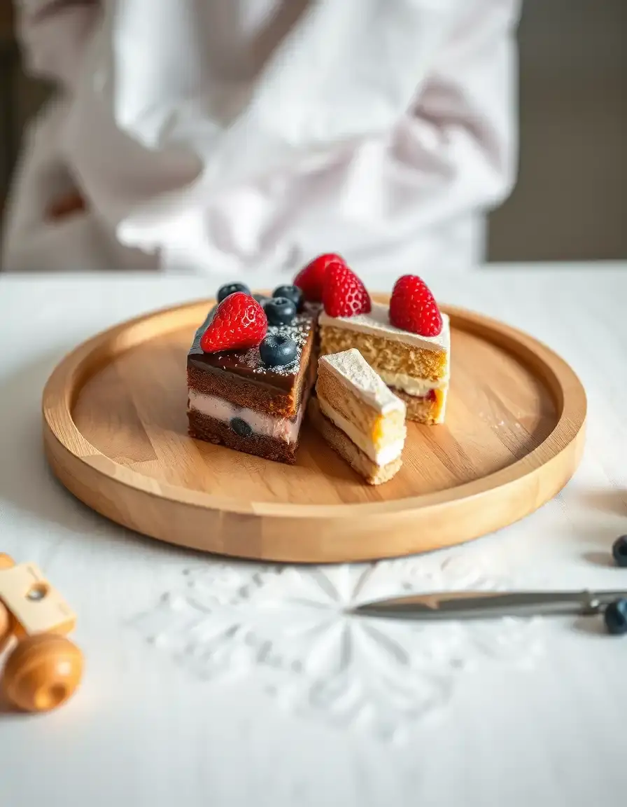Drehbares Serviertablett aus Holz für Kuchen und Snacks