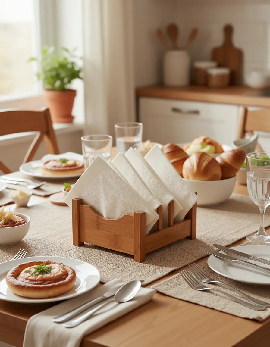Rustikaler Serviettenhalter aus Holz