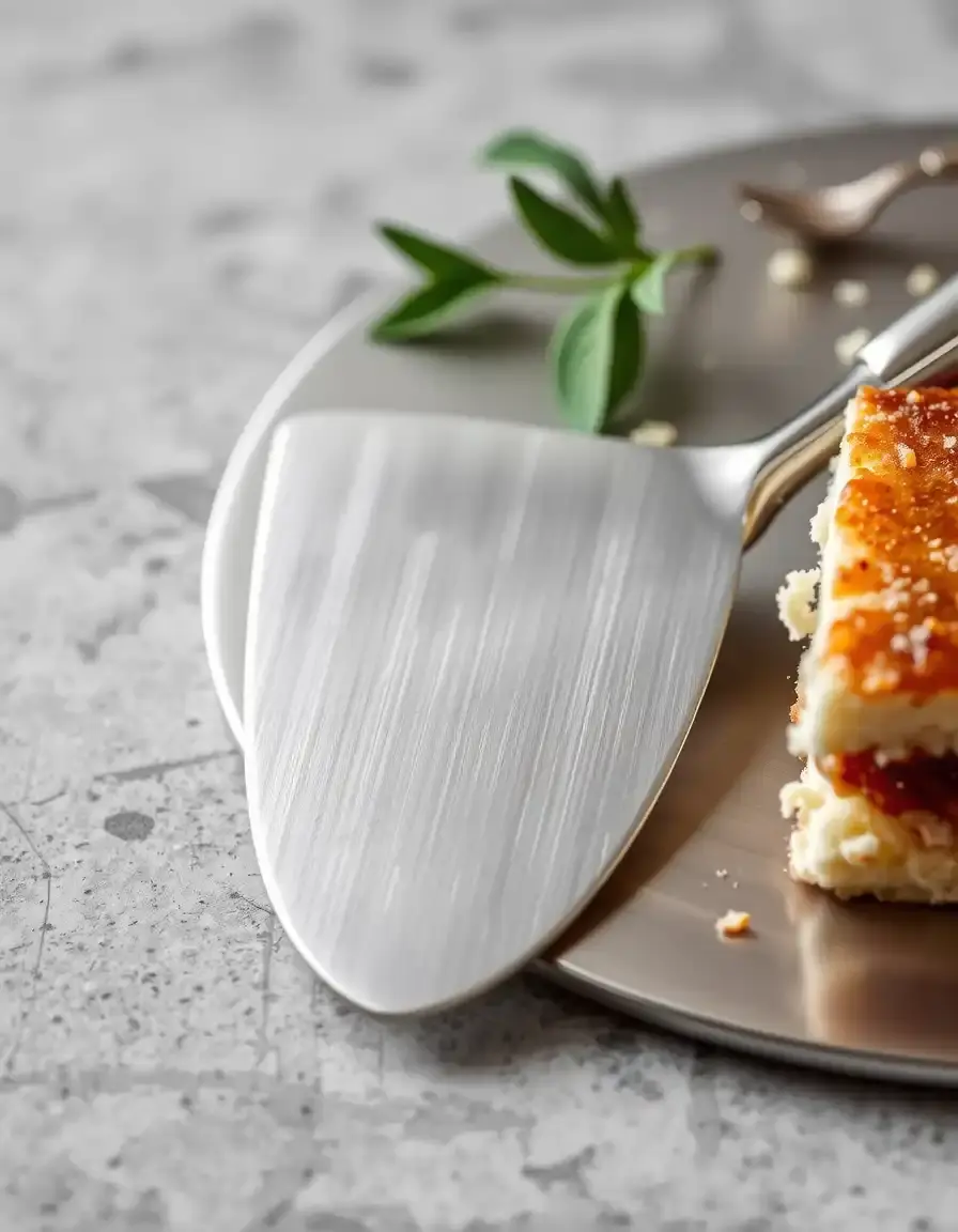 Eleganter Kuchenheber aus Edelstahl schneidet ein perfektes Tortenstück