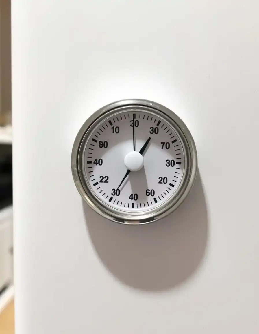 Magnetischer Küchentimer im Retro-Stil an einem Kühlschrank