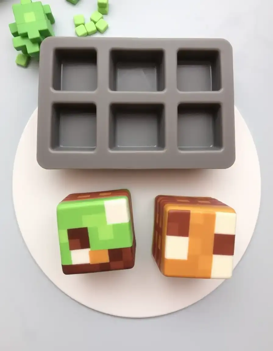 Quadratische Silikonbackform für Minecraft Blöcke