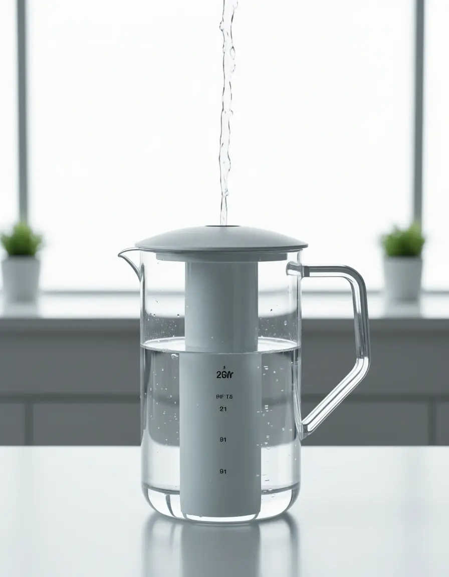 Schlanker, moderner Wasserfilter-Krug für die Küche