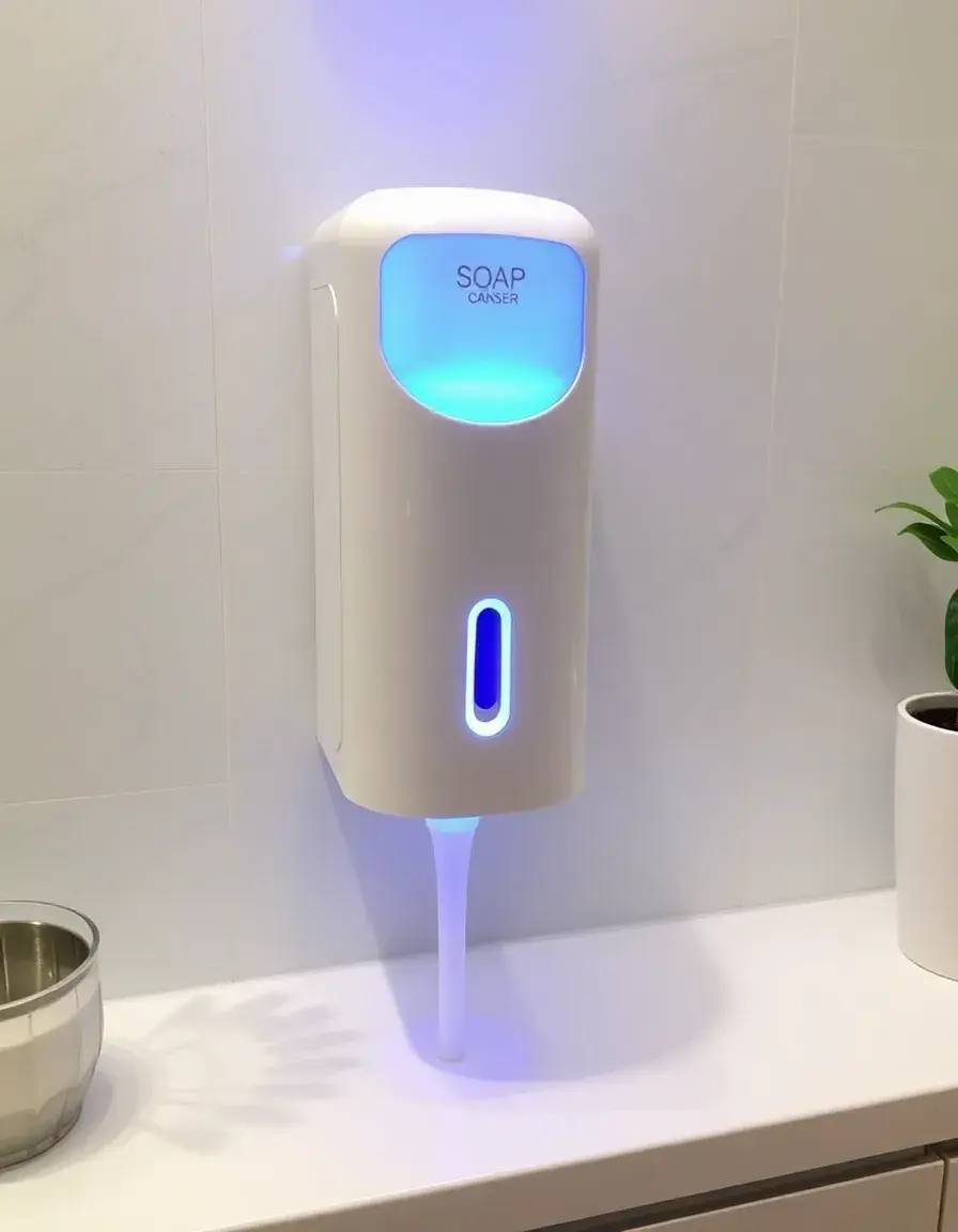 Automatischer Seifenspender Schaumtyp mit Sensor in einer modernen Küche