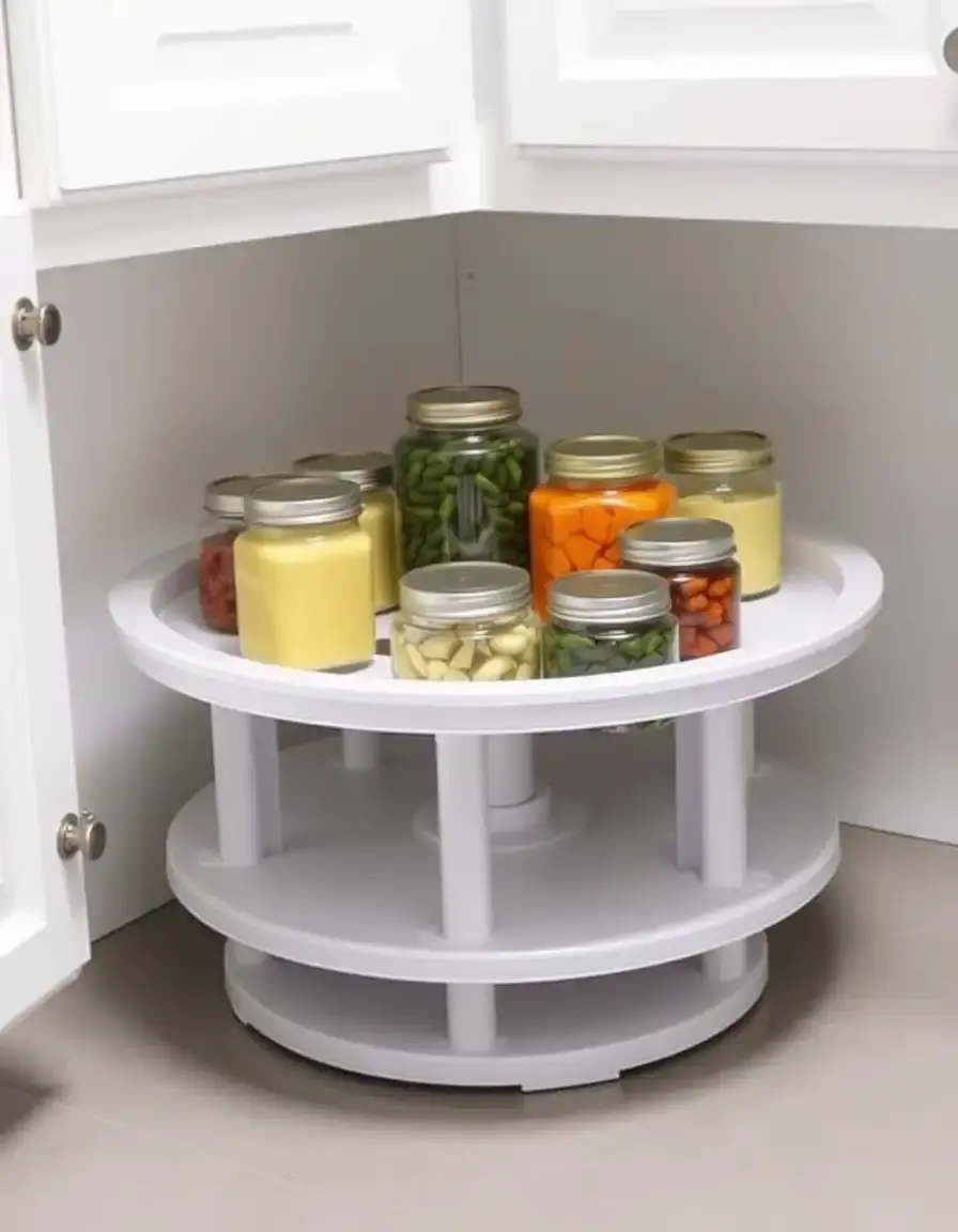 Drehbarer Lazy Susan Organizer für Küchenschränke mit Gläsern