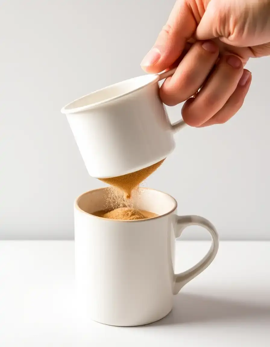 Einhand-Mehlsieb über einer Tasse im Einsatz