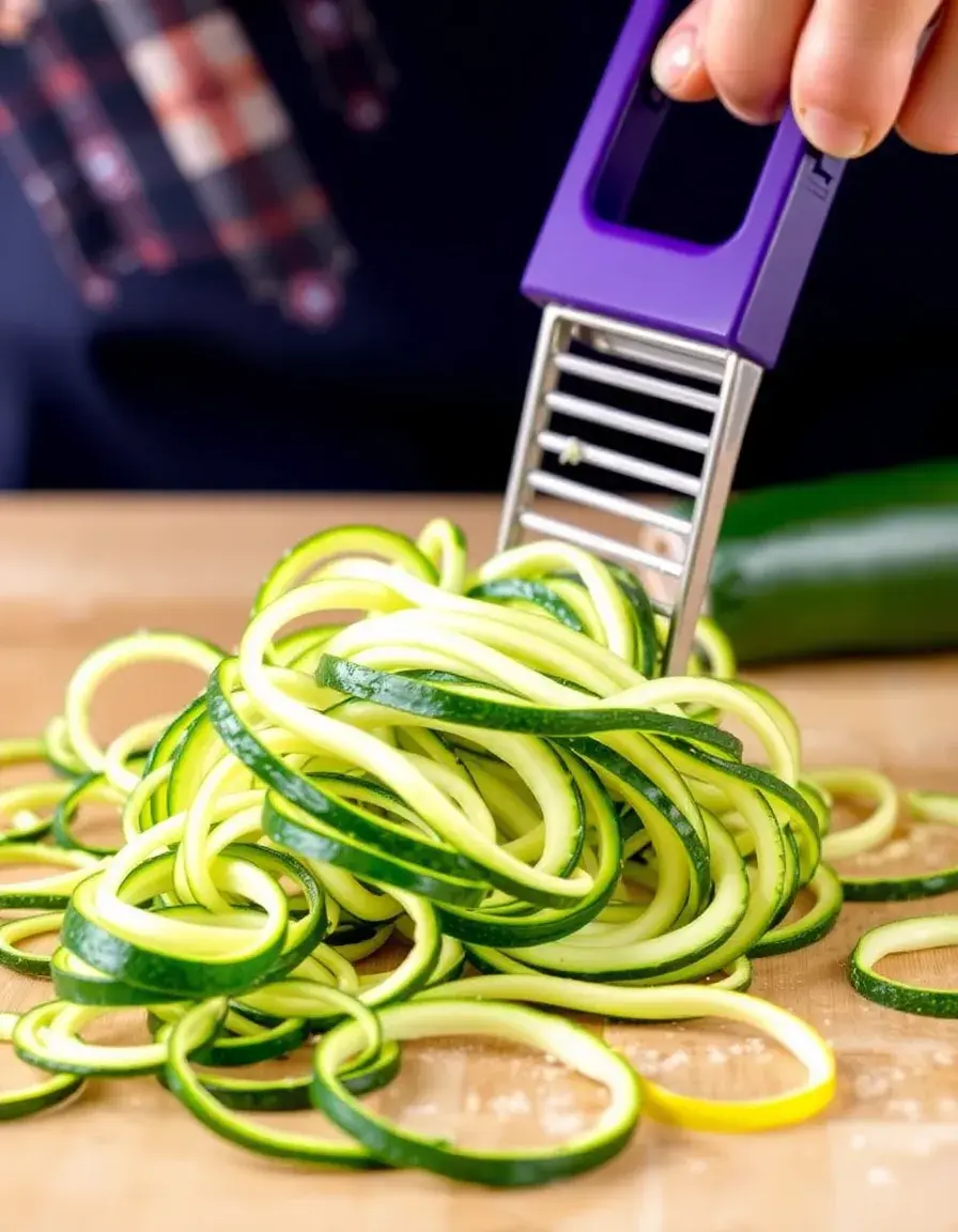 Breiter Sparschäler erzeugt lange, elegante Zucchini-Bänder