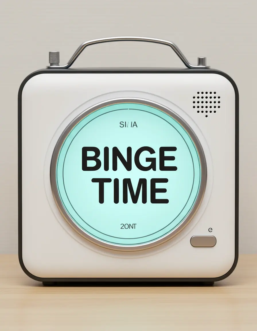 Humorvoller Küchentimer eingestellt auf Binge Time