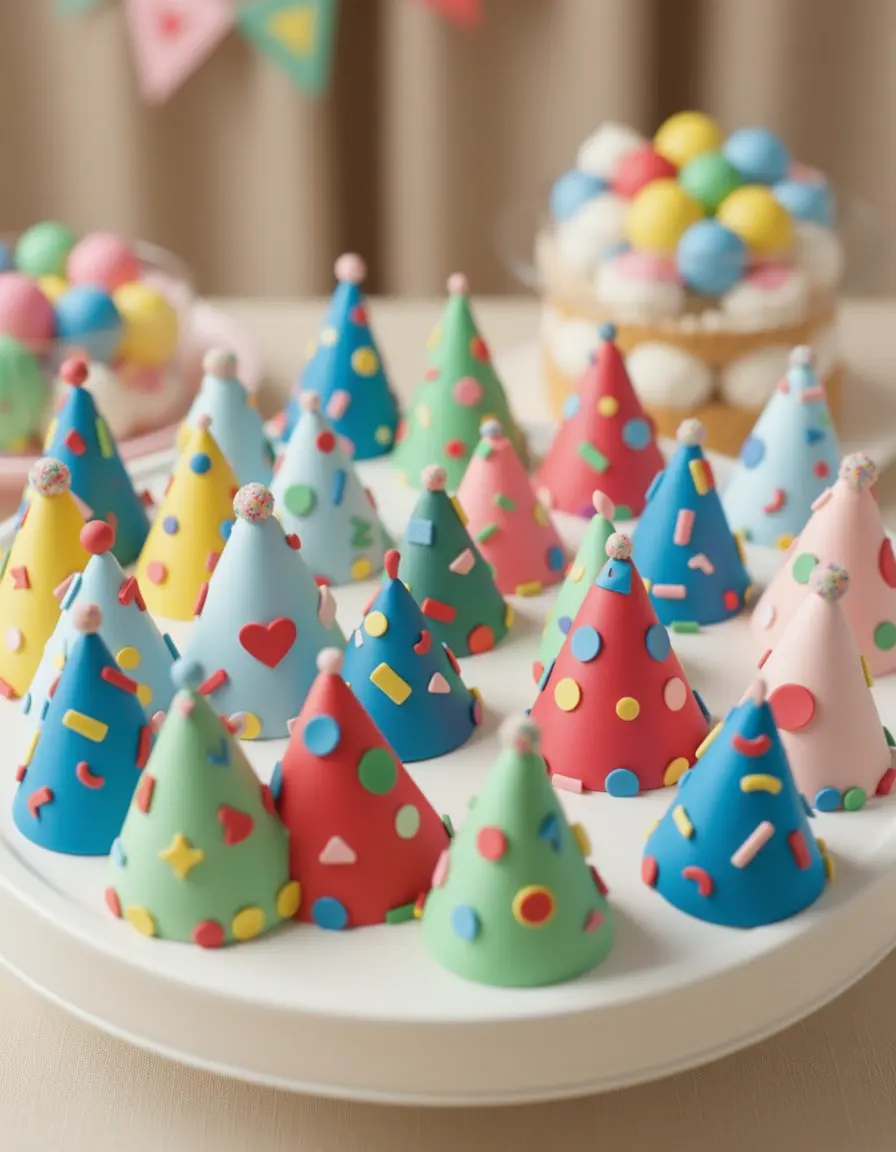 Essbare Partyhut-Topper für Kuchen Kindergeburtstag