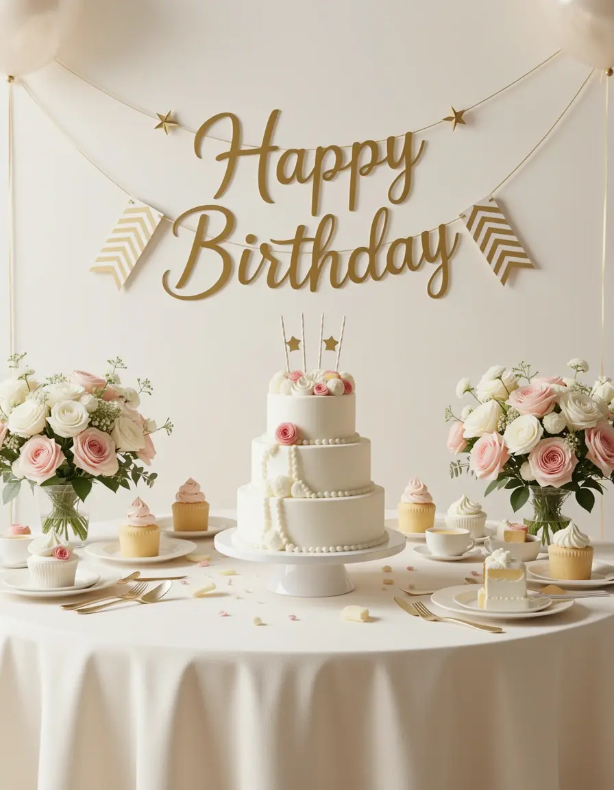 Elegantes Happy Birthday Banner Kit für Torten