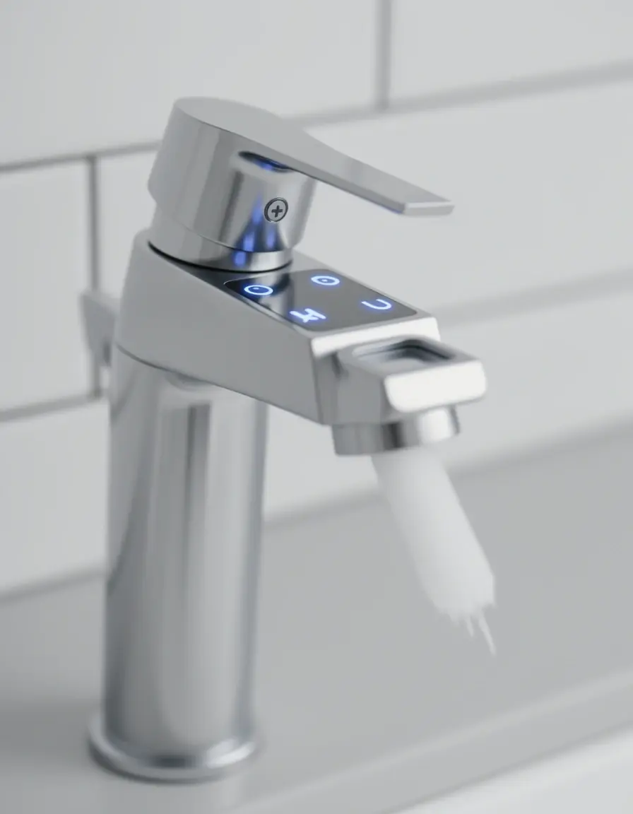 Berührungssensitiver Wasserhahn in moderner Küche für mehr Hygiene
