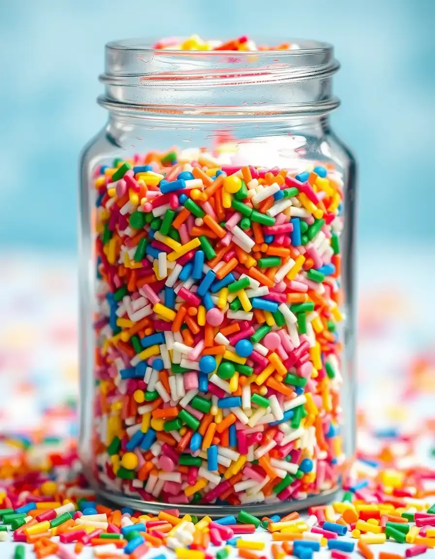 Colorful rainbow sprinkles for cake decoration