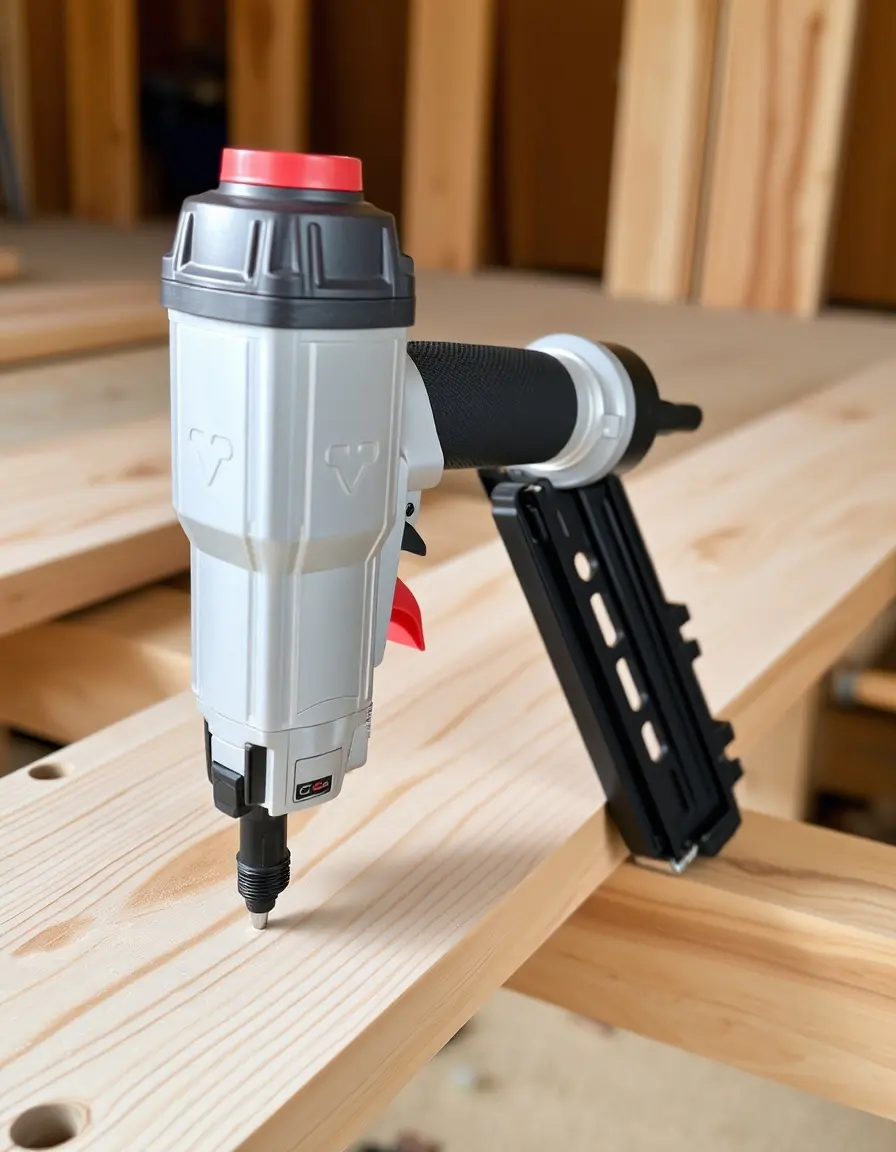 Pneumatische Nail Gun zur schnellen Befestigung von Bodenleisten in der Küche