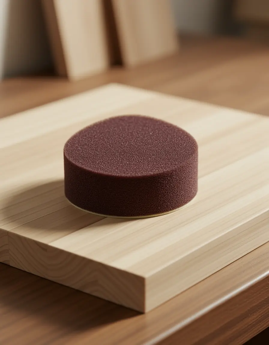 Feines Sander Pad zum Glätten von Holzkanten an der Küchenleiste