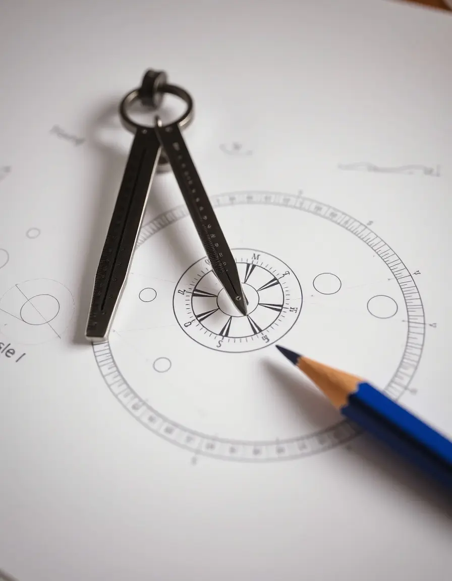 Zirkel-Set zeichnet Kreise für die Planung von Radien