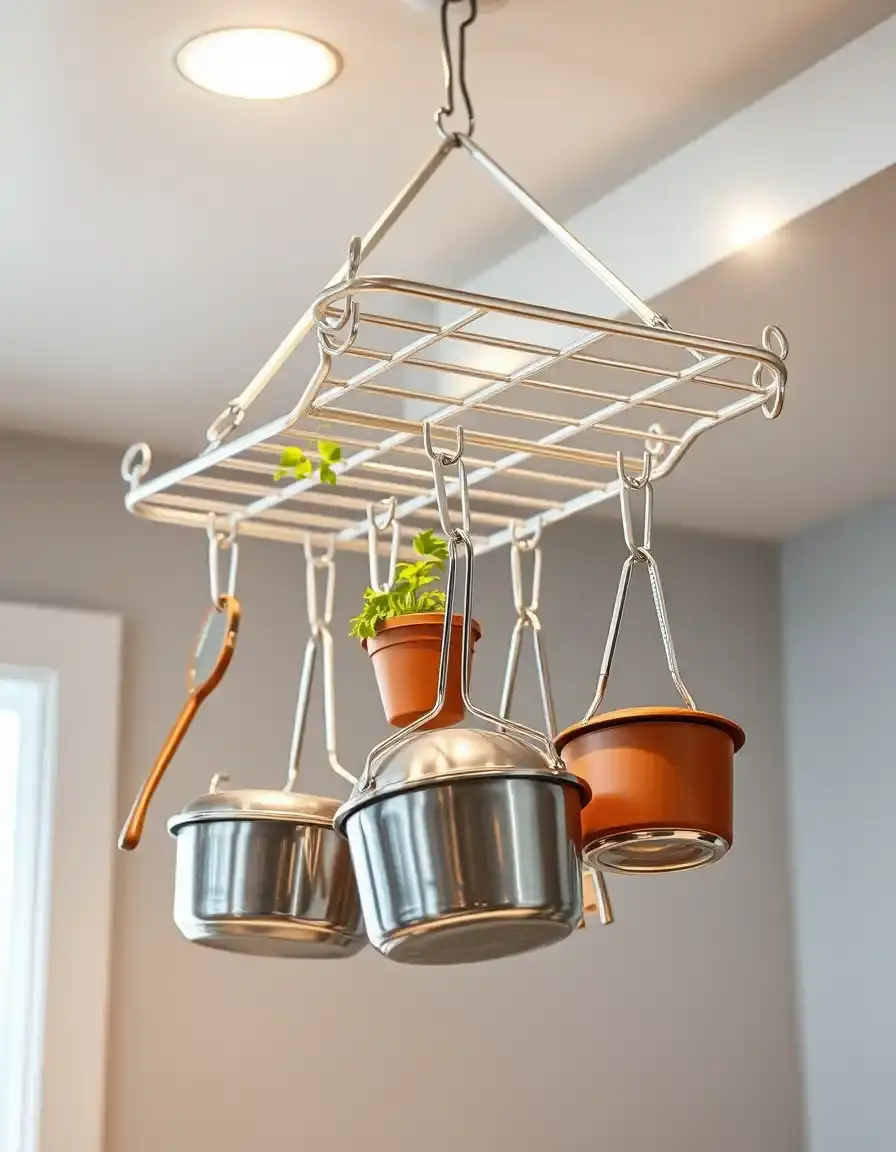 Hängendes Topfregal für die Küchendecke