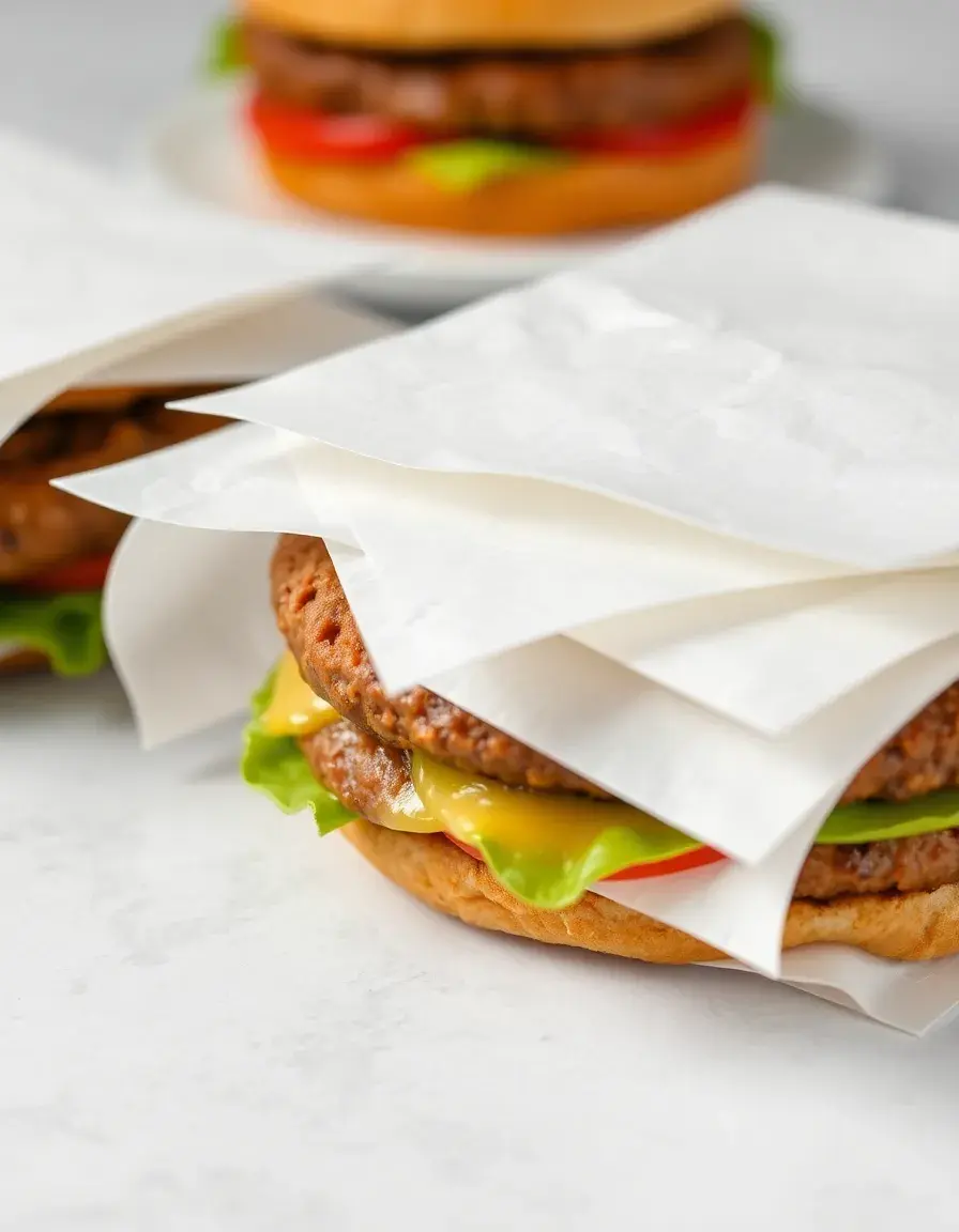 Stapel von Wachspapier-Zuschnitten für Burger-Patties