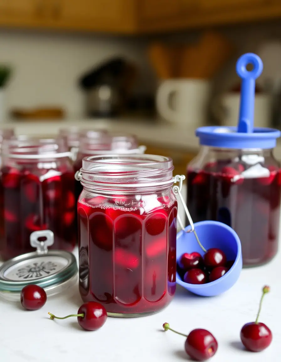 Marmeladen-Set mit Gläsern und Kirschkonfitüre
