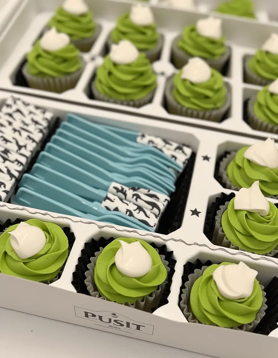 Dinosaurier Party Backset mit Muffinförmchen und Deko-Pickern