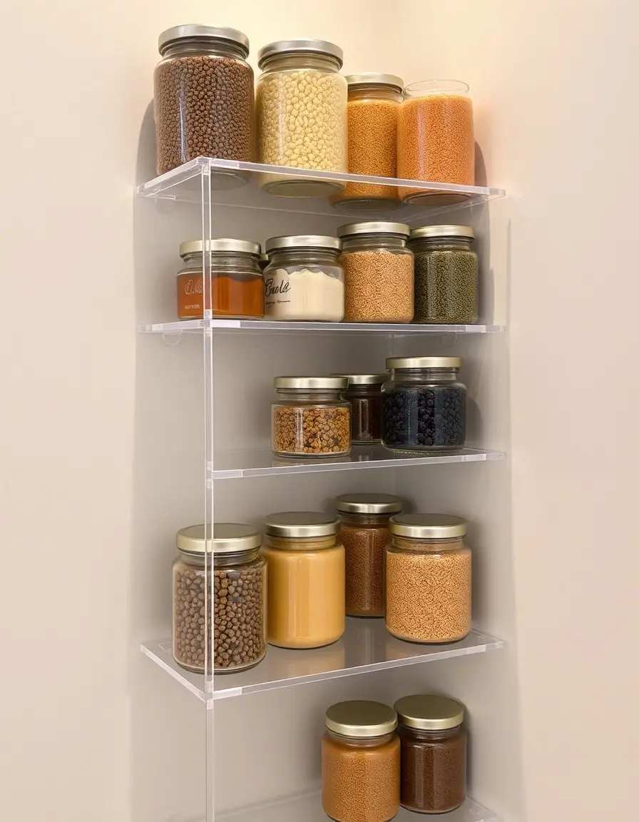 Tiered Corner Shelf Acryl Organizer für Gewürze im Eckschrank