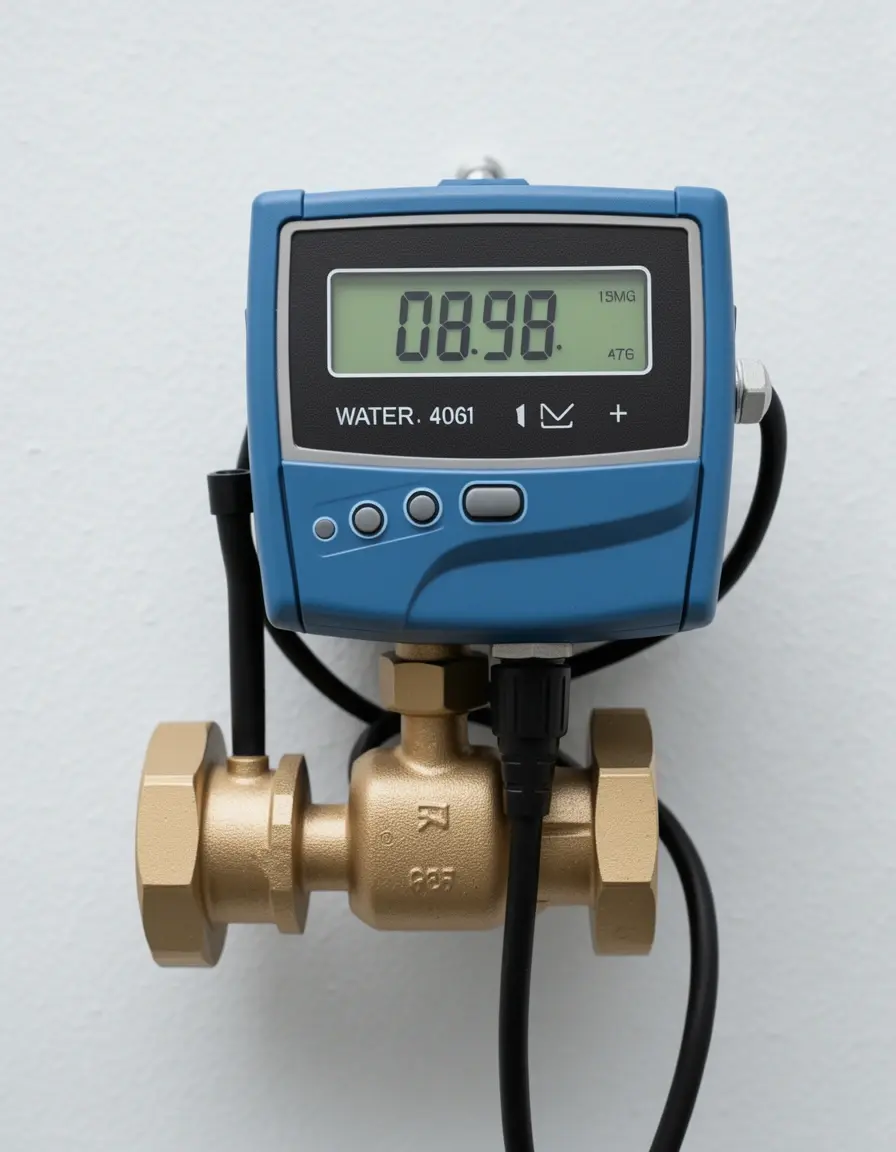 Digitaler Wasserdruckprüfer am Eckventil mit LCD-Anzeige