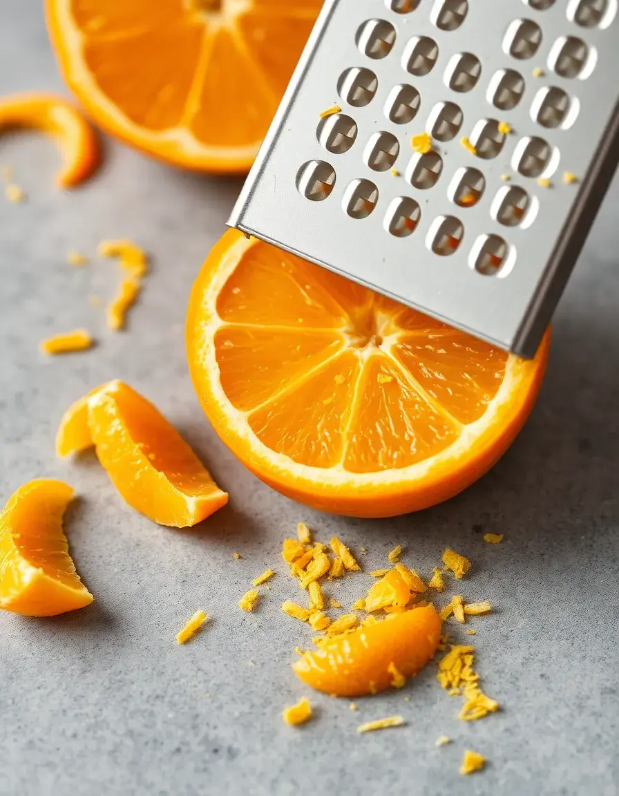 Zester Reibe verfeinert eine Mandarine mit feinem Abrieb