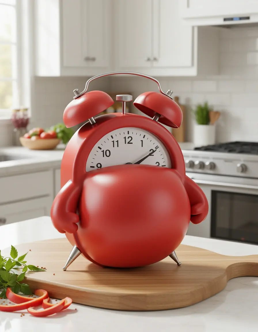 Küchen-Timer in Form eines runden, vollen Bauches