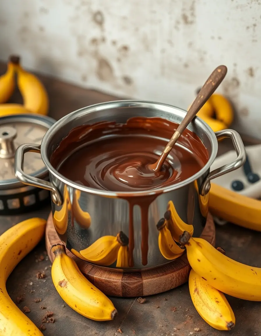 Chocolate Melter Pot für Kuchen mit Schokobananen