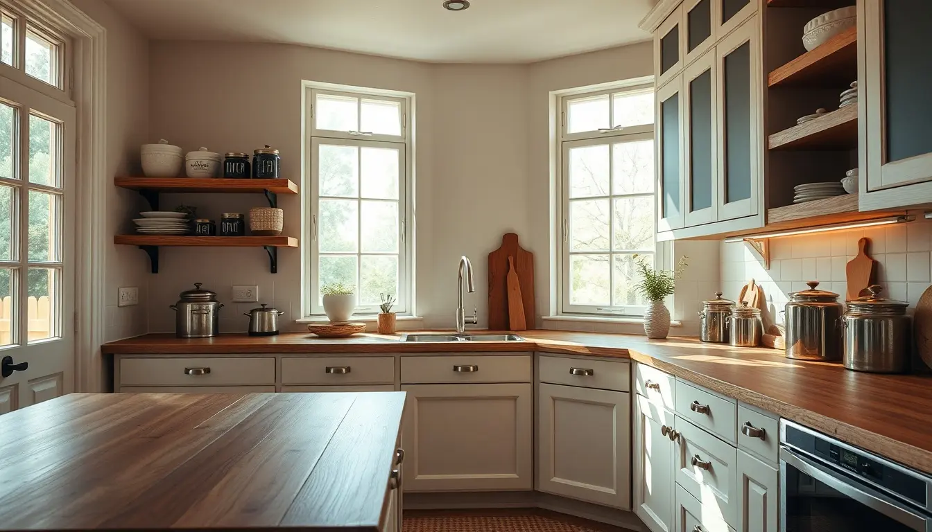 Moderne Interpretation der Frankfurter Küche mit Vintage-Vorratsdosen und platzsparenden Designelementen.
